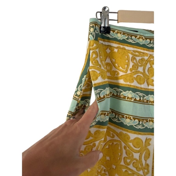Zara Mustard Yellow Gold Teal Baroque Patterned Trousers size XS - Picture 5 of 11
